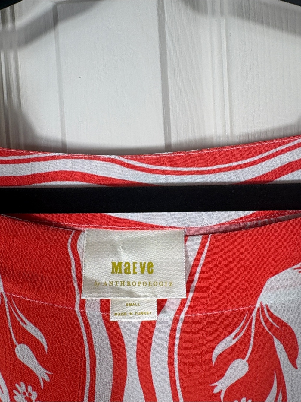 Maeve White Top with Red Trim and Multicolor Floral Print - Picture 2 of 4